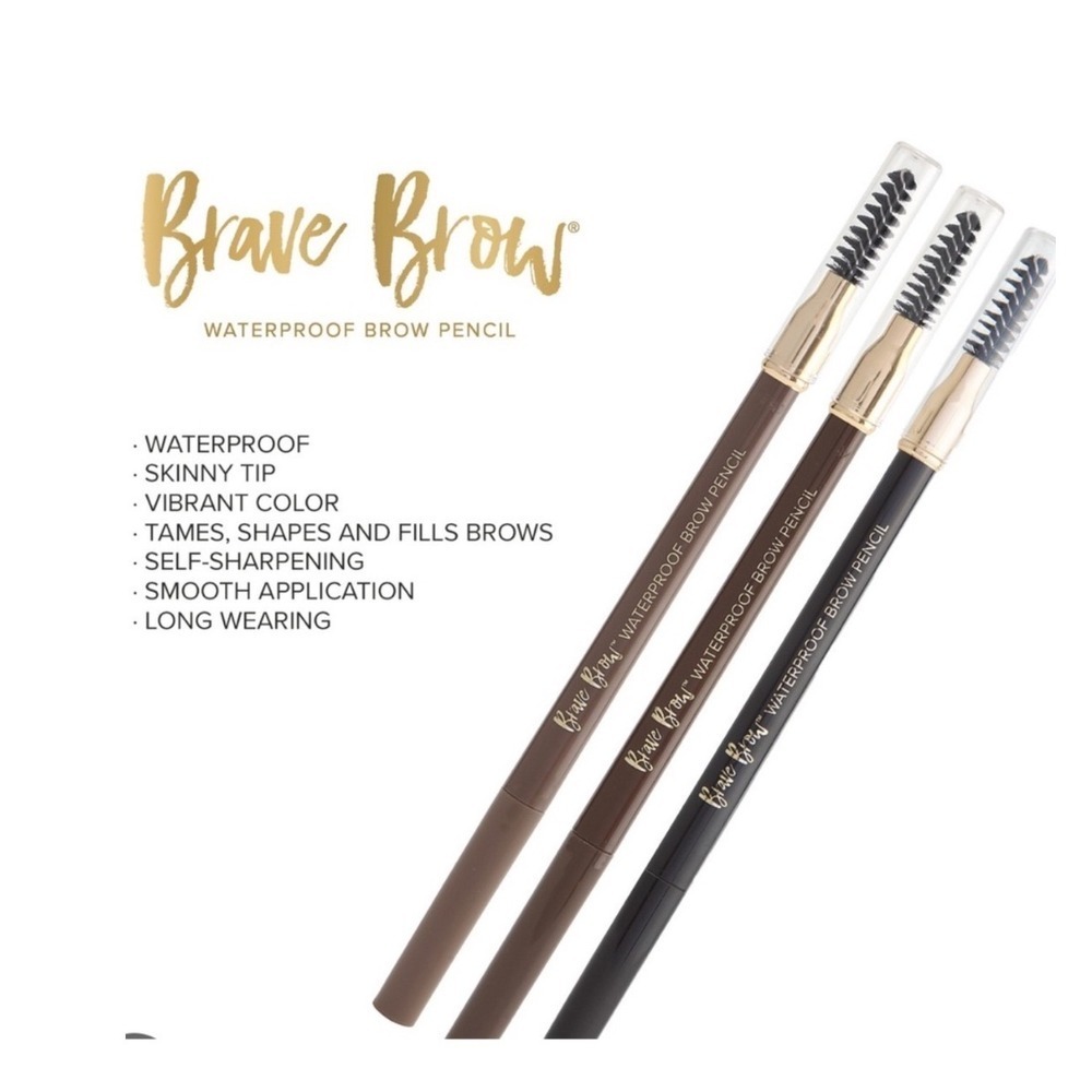Waterproof Brow Pencil Soft Brown Skinny Tip Spoolie Belle Beauty 3 Pack NEW